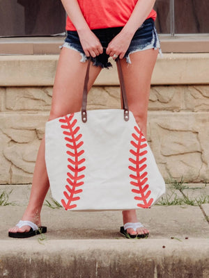 Oversized Baseball Canvas Bag Tote