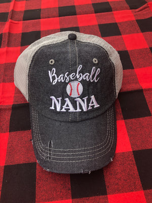 Baseball Nana Grandma Mesh Embroidered MESH Hat Trucker Hat Cap-214