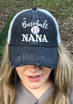 Baseball Nana Grandma Mesh Embroidered MESH Hat Trucker Hat Cap-214