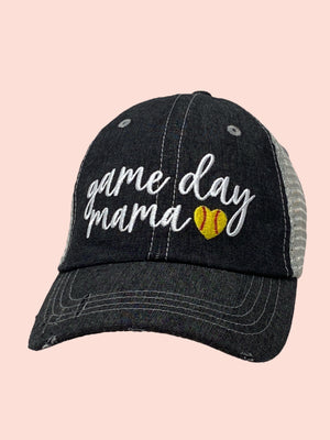 Softball Game Day Mama Softball Mama Softball Mom Mesh Embroidered MESH Hat Trucker Hat Cap -268
