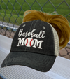 Baseball MOM MESSY BUN HIGH PONYTAIL Baseball Mom Mesh Embroidered MESH Hat Trucker Hat Cap -205