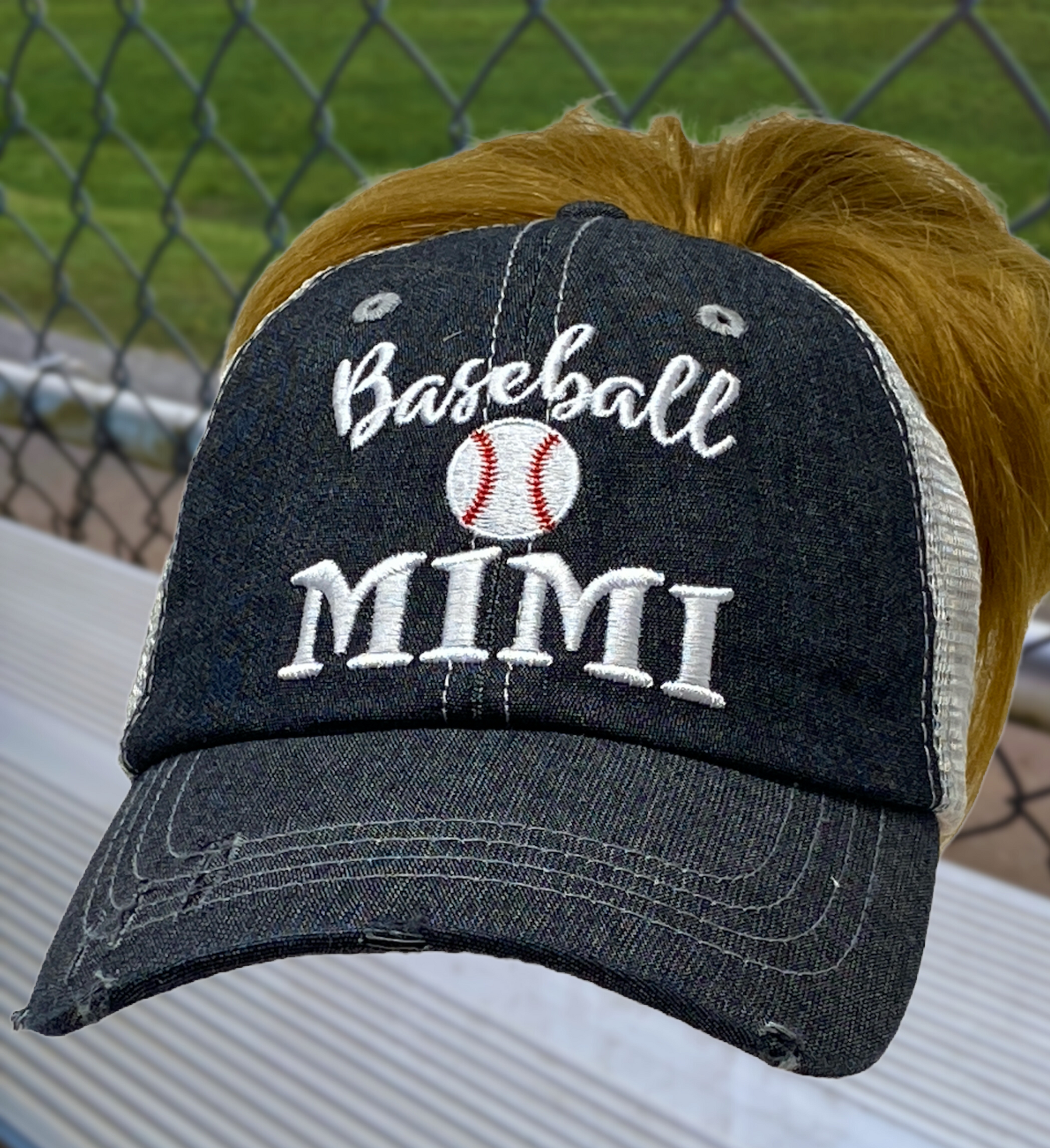 Baseball Mimi MESSY BUN HIGH PONYTAIL Hat -225