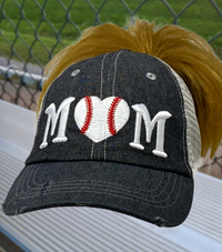 Baseball MOM MESSY BUN HIGH PONYTAIL Hat -209