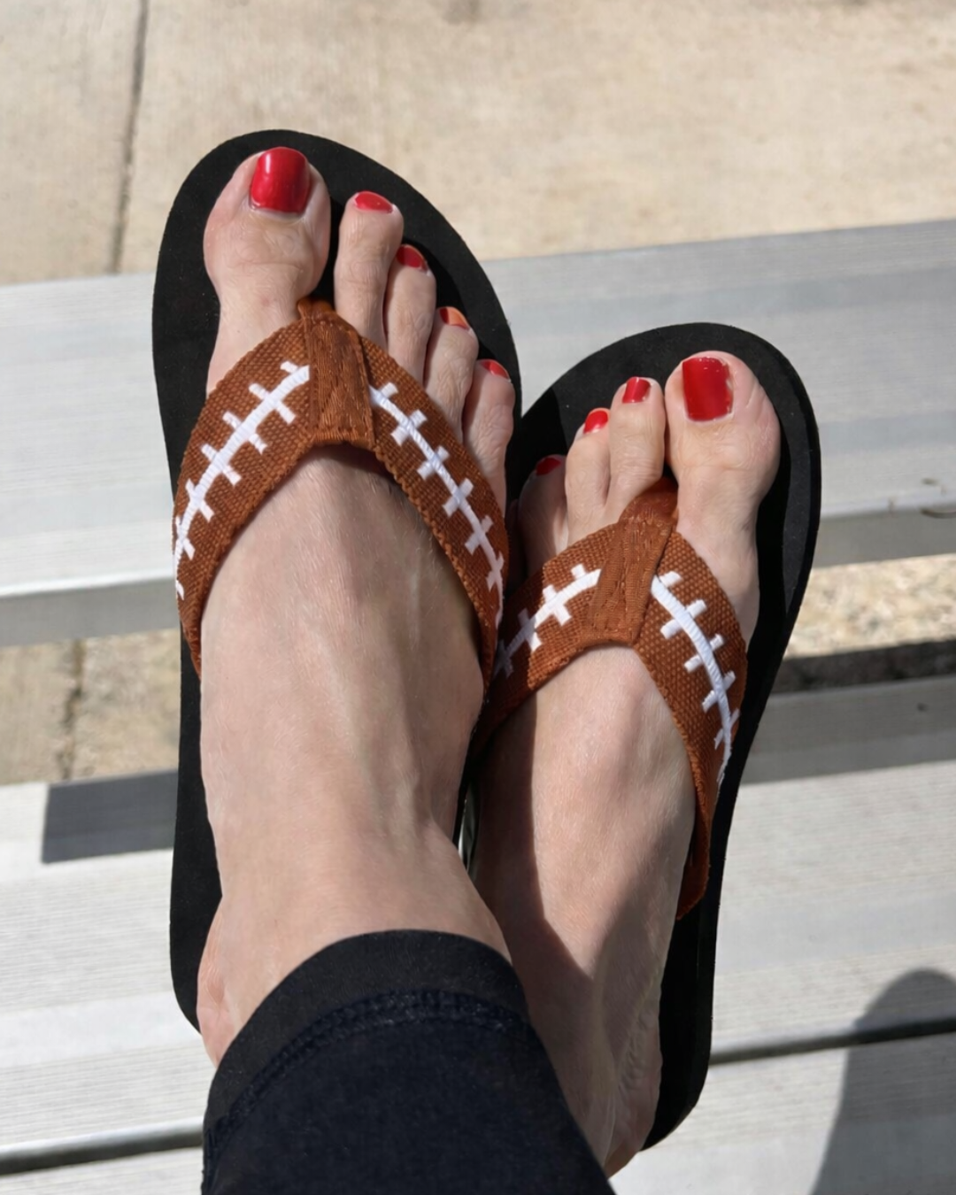 Football EMBROIDERED Flip Flops Womens