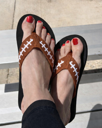 Football EMBROIDERED Flip Flops Womens