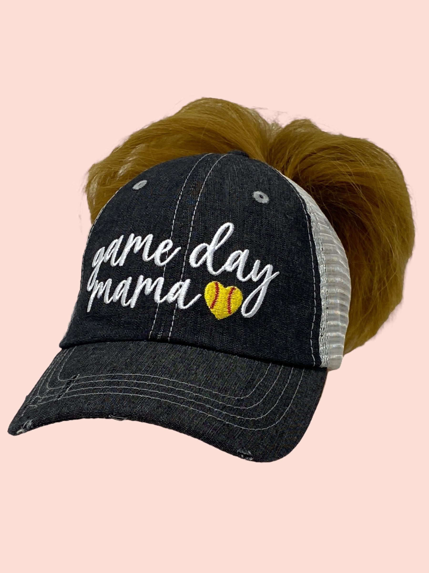 Softball Game Day Mama Softball Mama Softball Mom Mesh Embroidered MESH Hat Trucker Hat Cap -269