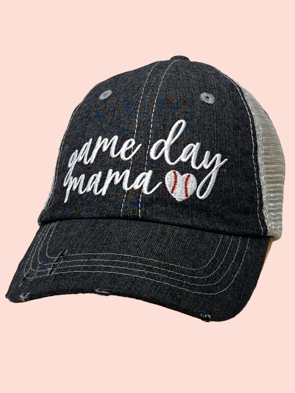 Game Day Mama Baseball Mom Mesh Embroidered MESH Hat Trucker Hat Cap -232