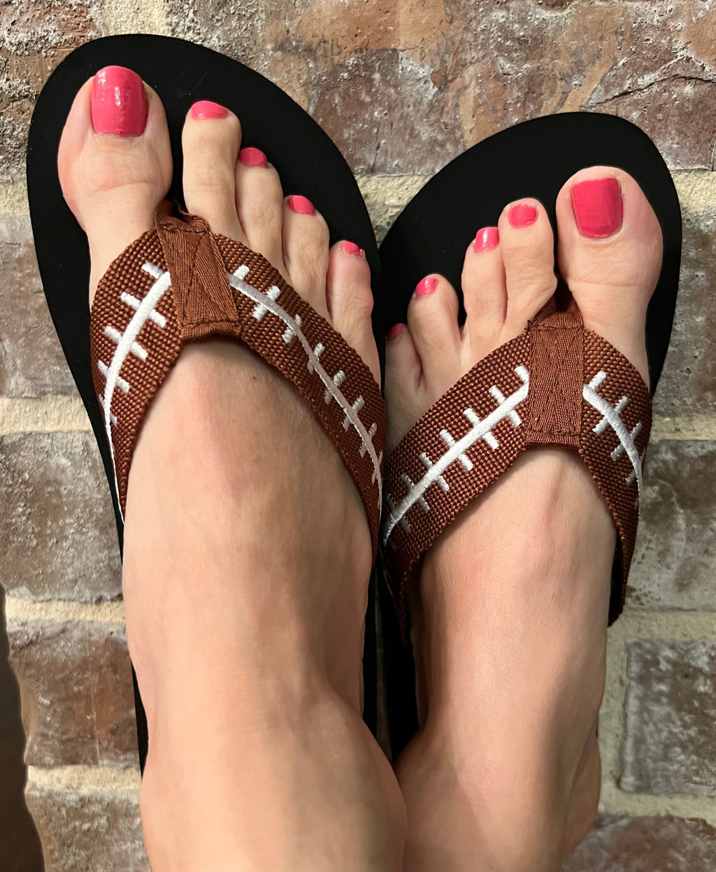 Football EMBROIDERED Flip Flops Womens
