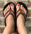 Football EMBROIDERED Flip Flops Womens