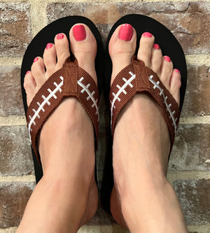 Football EMBROIDERED Flip Flops Womens