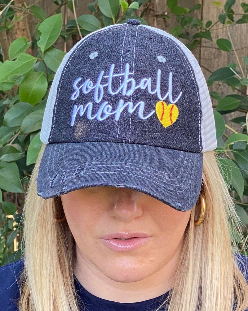 Softball MOM Hat Softball LOVE Softball MOM Embroidered MESH Hat Trucker Hat Cap -238