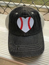 Messy Bun HEART Baseball Mom Hat -201