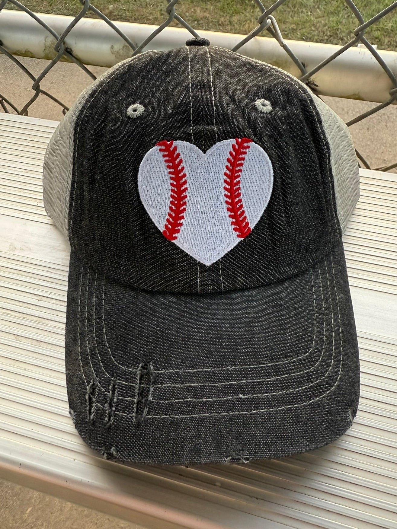 Messy Bun HEART Baseball Mom Hat -201