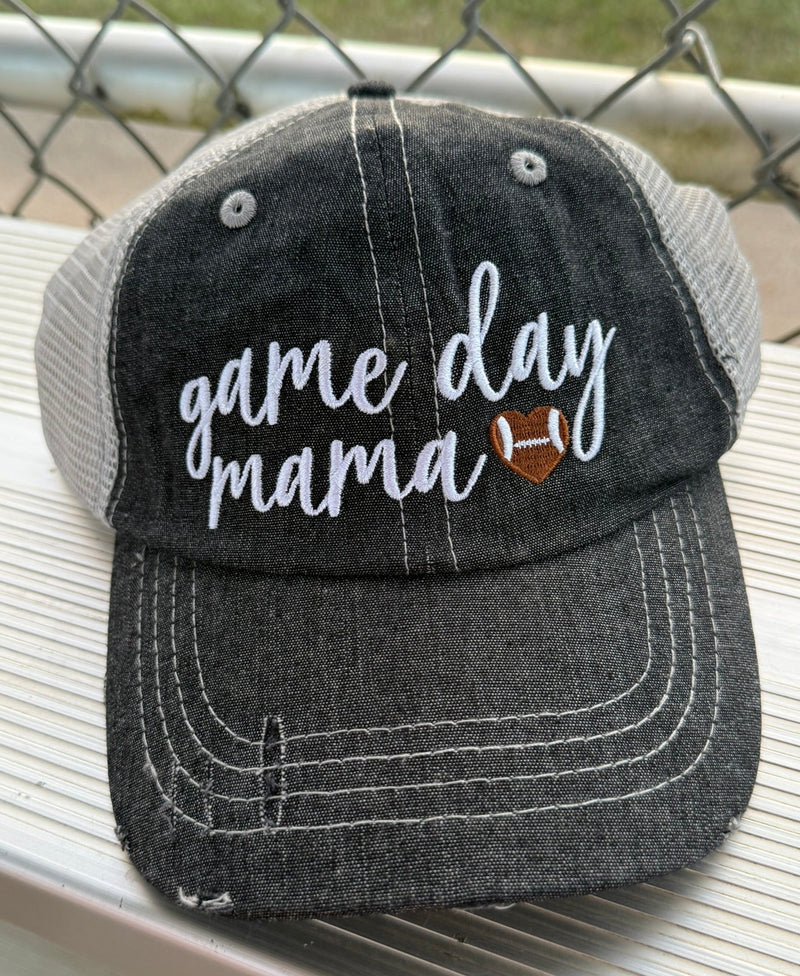 Game Day Mama Football Mom Hat MessyBun High Pony Tail