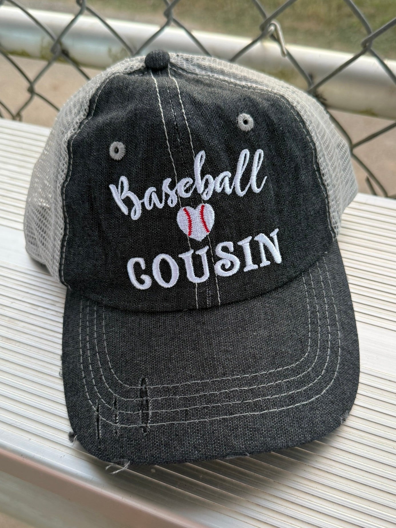 Baseball Cousin MESSY BUN HIGH PONYTAIL Mesh Embroidered MESH Hat Trucker Hat Cap -231