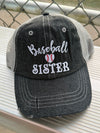 Baseball Sister Baseball Mom Mesh Embroidered MESH Hat Trucker Hat Cap -228