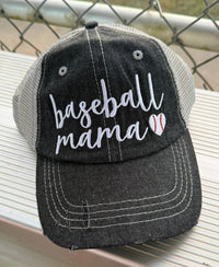Baseball Mama MESSY BUN HIGH PONYTAIL Baseball Mom Hat -223