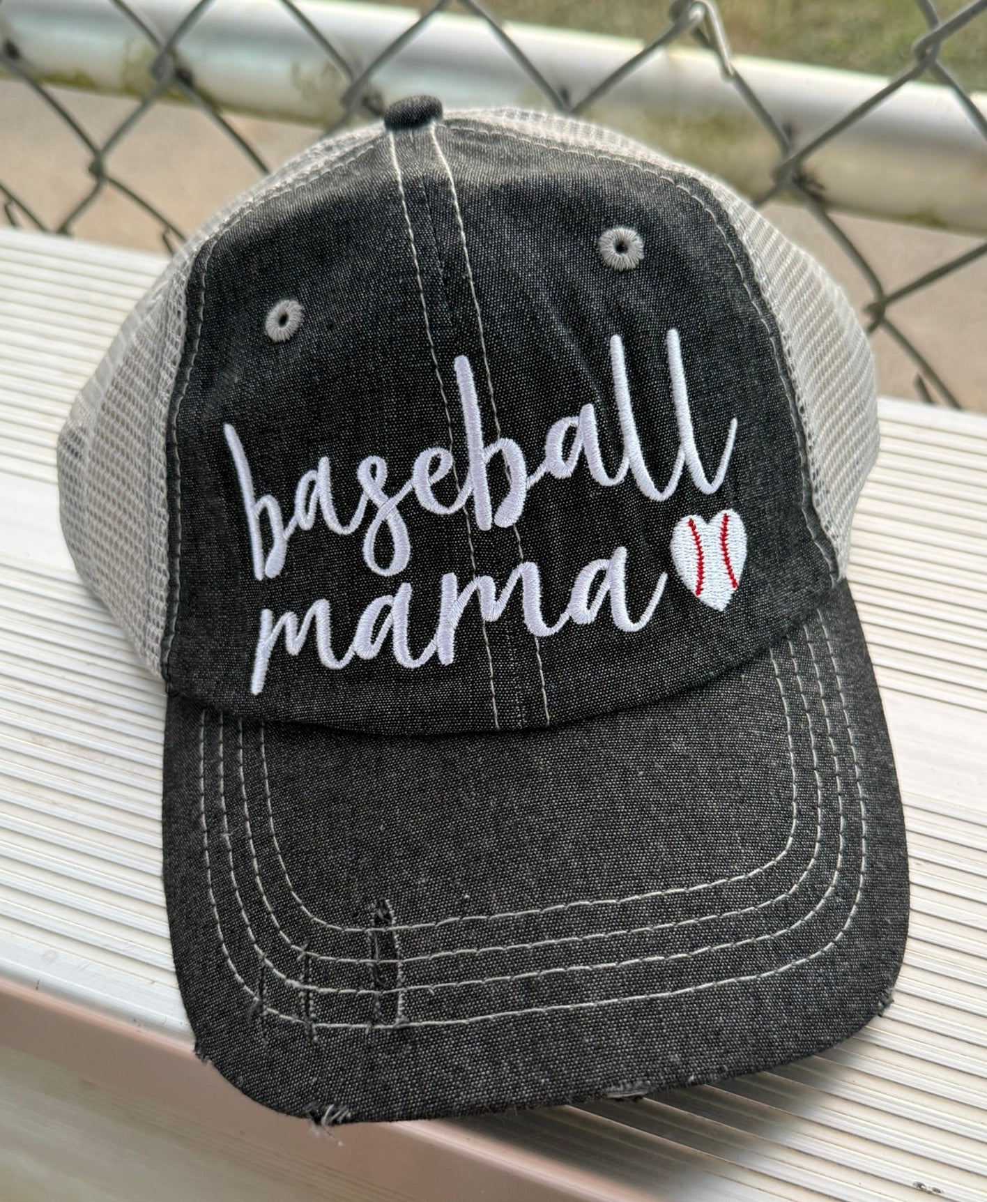 Baseball Mama MESSY BUN HIGH PONYTAIL Baseball Mom Hat -223
