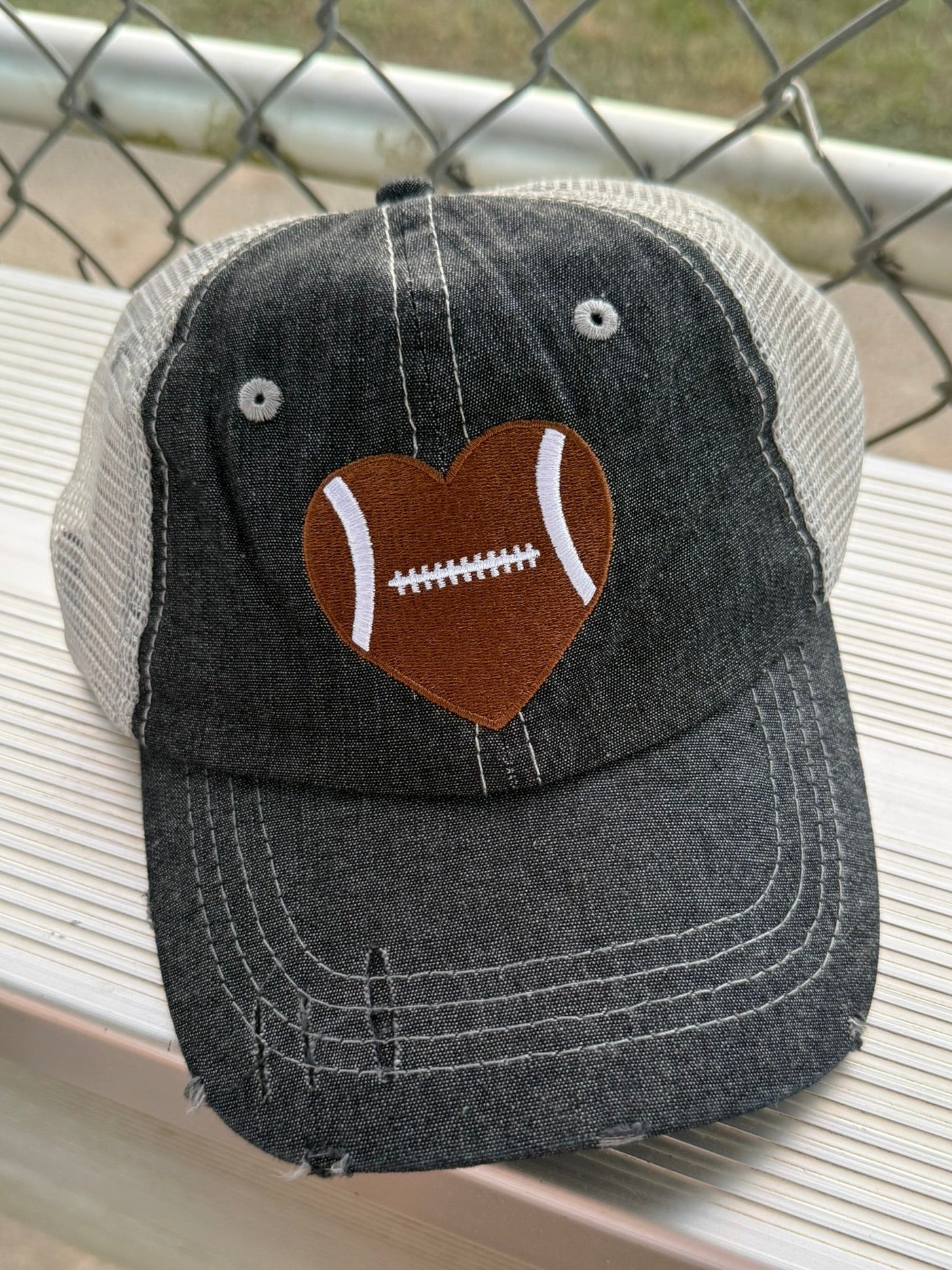 Football HEART Love Football Mom Grandma Embroidered Hat Football Mom Hat