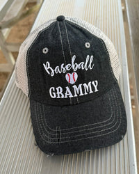 Baseball Grammy Grandma MESSY BUN HIGH PONYTAIL Hat -227