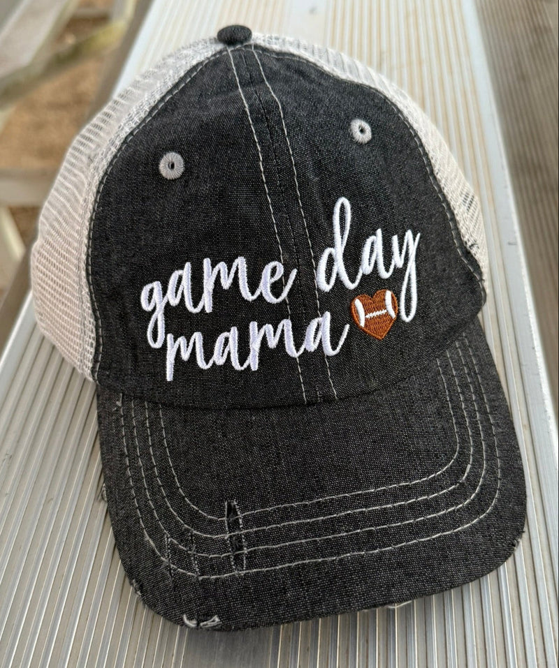 Game Day Mama Football Mom Hat MessyBun High Pony Tail
