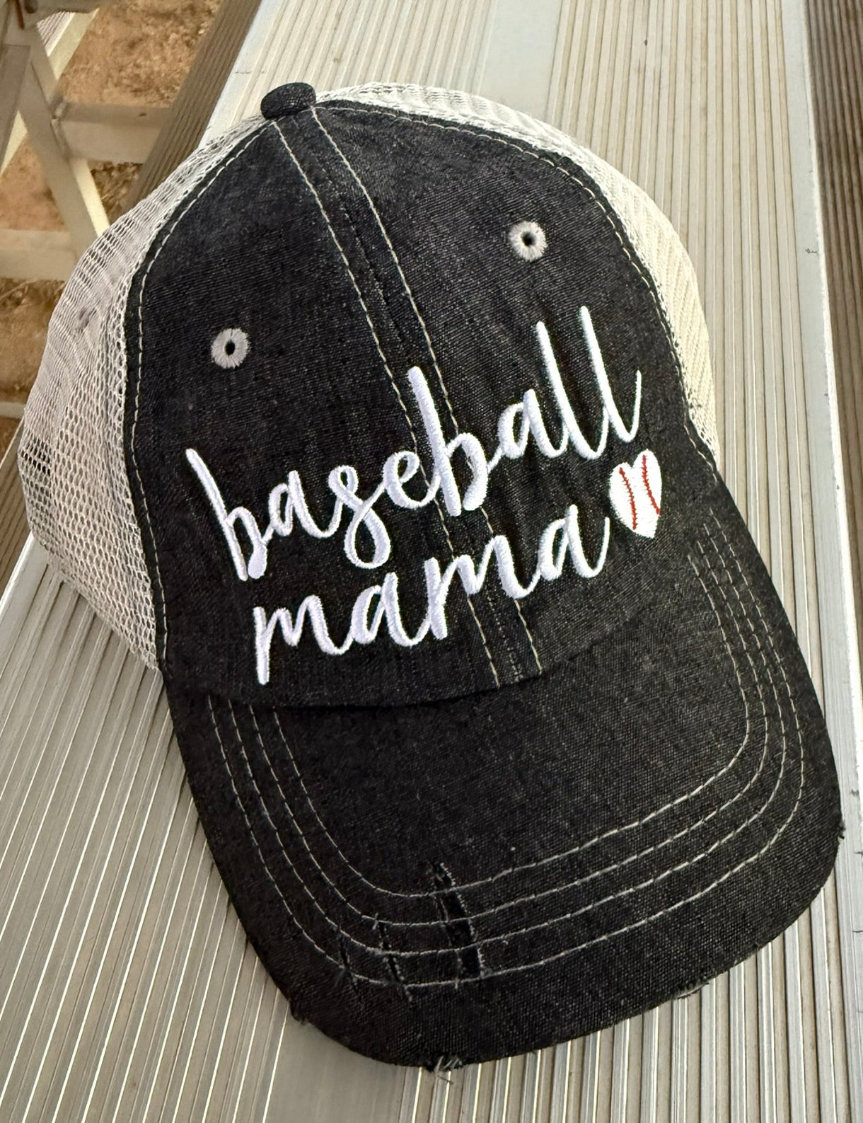 Baseball Mama MESSY BUN HIGH PONYTAIL Baseball Mom Hat -223