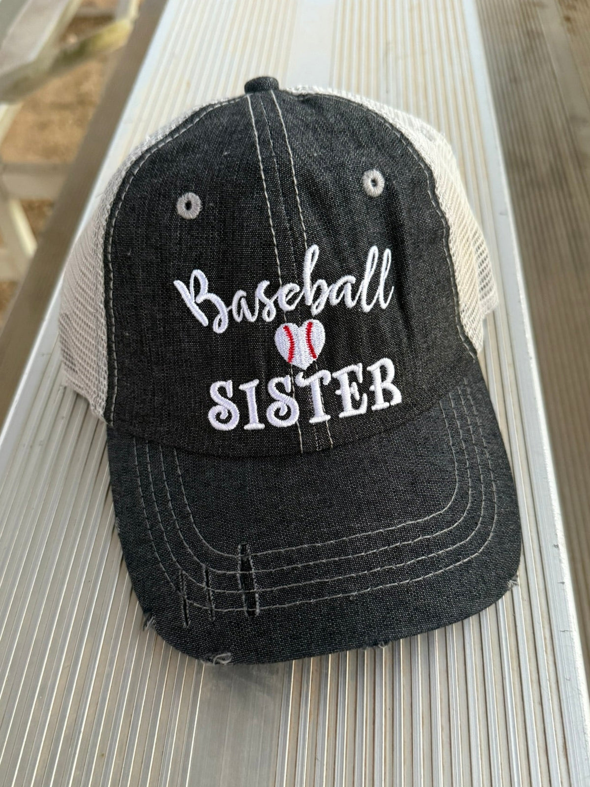 Baseball Sister Baseball Mom Mesh Embroidered MESH Hat Trucker Hat Cap -228