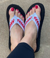 Rhinestone Baseball Embroidered Baseball Flip Flops Sandals Slippers
