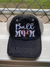 Ball Mom BB/FB Football Baseball Heart Half Football Mom Half Baseball MESSY BUN HIGH PONYTAIL MOM Mesh Embroidered MESH Hat Baseball Football Mom Trucker Cap Trucker Hat -323