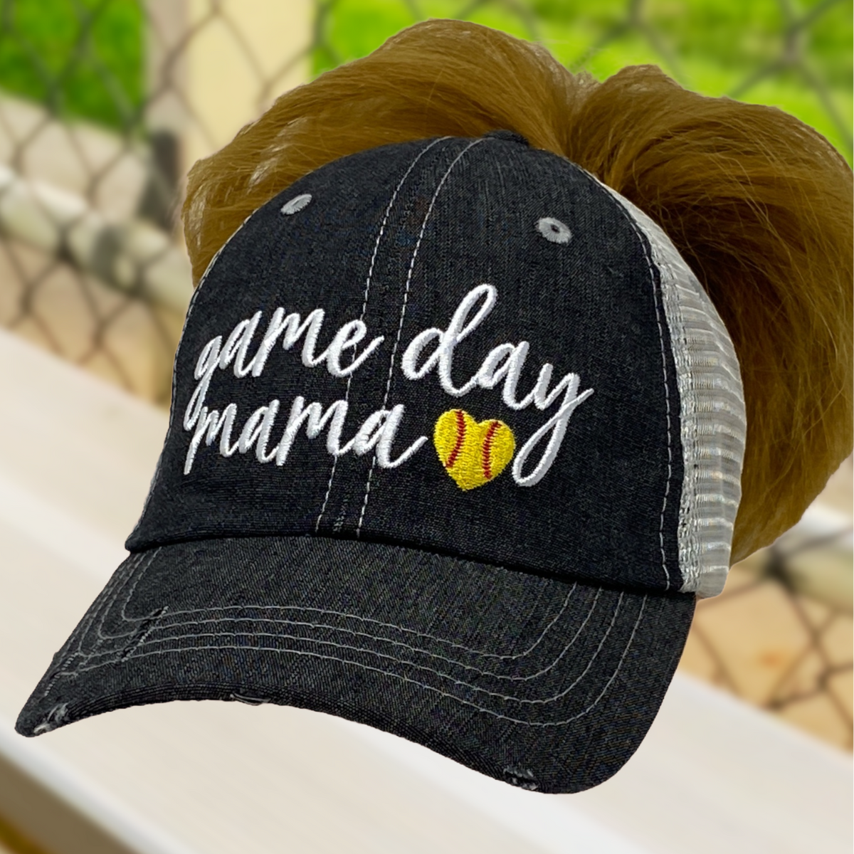 Softball Game Day Mama Softball Mama Softball Mom Mesh Embroidered MESH Hat Trucker Hat Cap -269