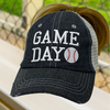 Game Day Baseball MESSY BUN HIGH PONYTAIL Embroidered Hat -211