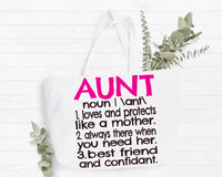 Aunt Definition Tote Bag Gift Bag