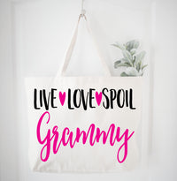 Live Love Spoil Grammy Tote Bag Gift Bag