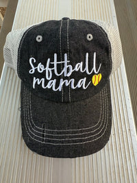 Softball Mama Softball Mom Mesh Embroidered MESH Hat Trucker Hat Cap -264