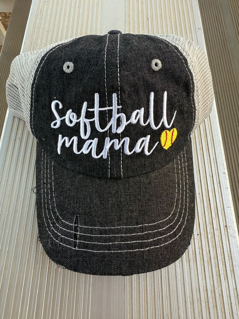 Softball Mama Softball Mom Mesh Embroidered MESH Hat Trucker Hat Cap -264