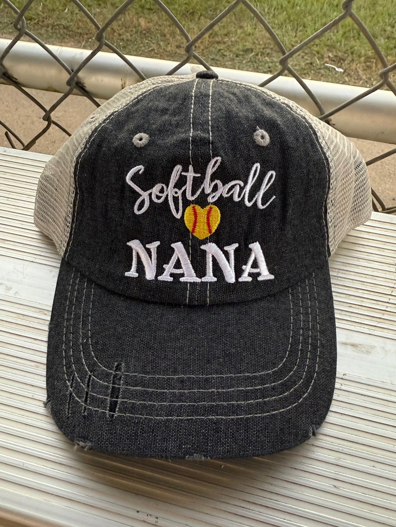 Softball Nana Mesh Embroidered MESH Hat Trucker Hat Cap -250