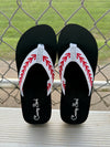 Rhinestone Baseball Embroidered Baseball Flip Flops Sandals Slippers