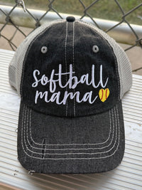 Softball Mama Softball Mom Mesh Embroidered MESH Hat Trucker Hat Cap -264