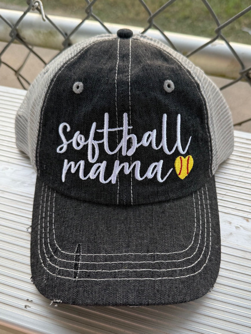 Softball Mama Softball Mom Mesh Embroidered MESH Hat Trucker Hat Cap -264