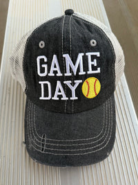 Cocomo Soul Game Day Softball Mom Embroidered Mesh Trucker Style Hat Cap Softball MOM Gift Mothers Day Dark Grey-242