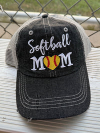 Softball MOM Hat Softball LOVE Softball MOM Embroidered MESH Hat Trucker Hat Cap -238