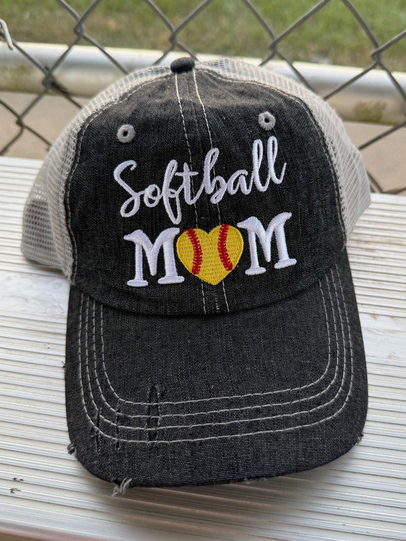Softball MOM Hat Softball LOVE Softball MOM Embroidered MESH Hat Trucker Hat Cap -238