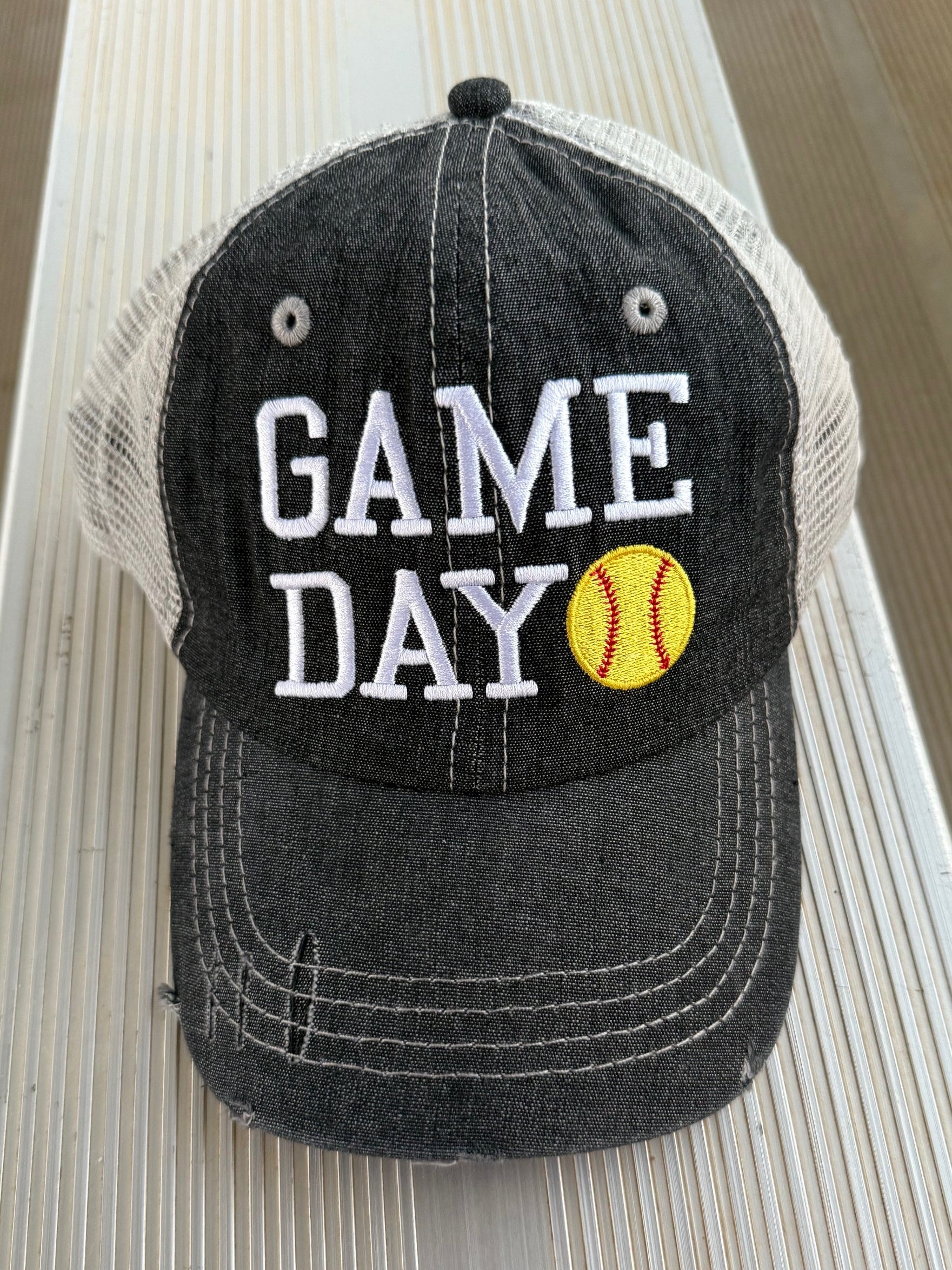 Game Day Softball MOM Hat Softball LOVE Softball MOM Softball Grandma Mimi Gigi Nana Aunt Sister Mesh Embroidered MESH Hat Trucker Hat Cap