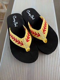 Softball Rhinestone Embroidered Flip Flops Softball Mom Flip Flops Softball Slippers COCOMO SOUL