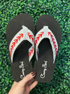 Rhinestone Baseball Embroidered Baseball Flip Flops Sandals Slippers