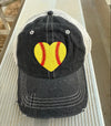 HEART Softball Hat Softball LOVE Softball MOM Softball Grandma Mimi Gigi Nana Aunt Sister Mesh Embroidered MESH Hat Trucker Hat Cap -300