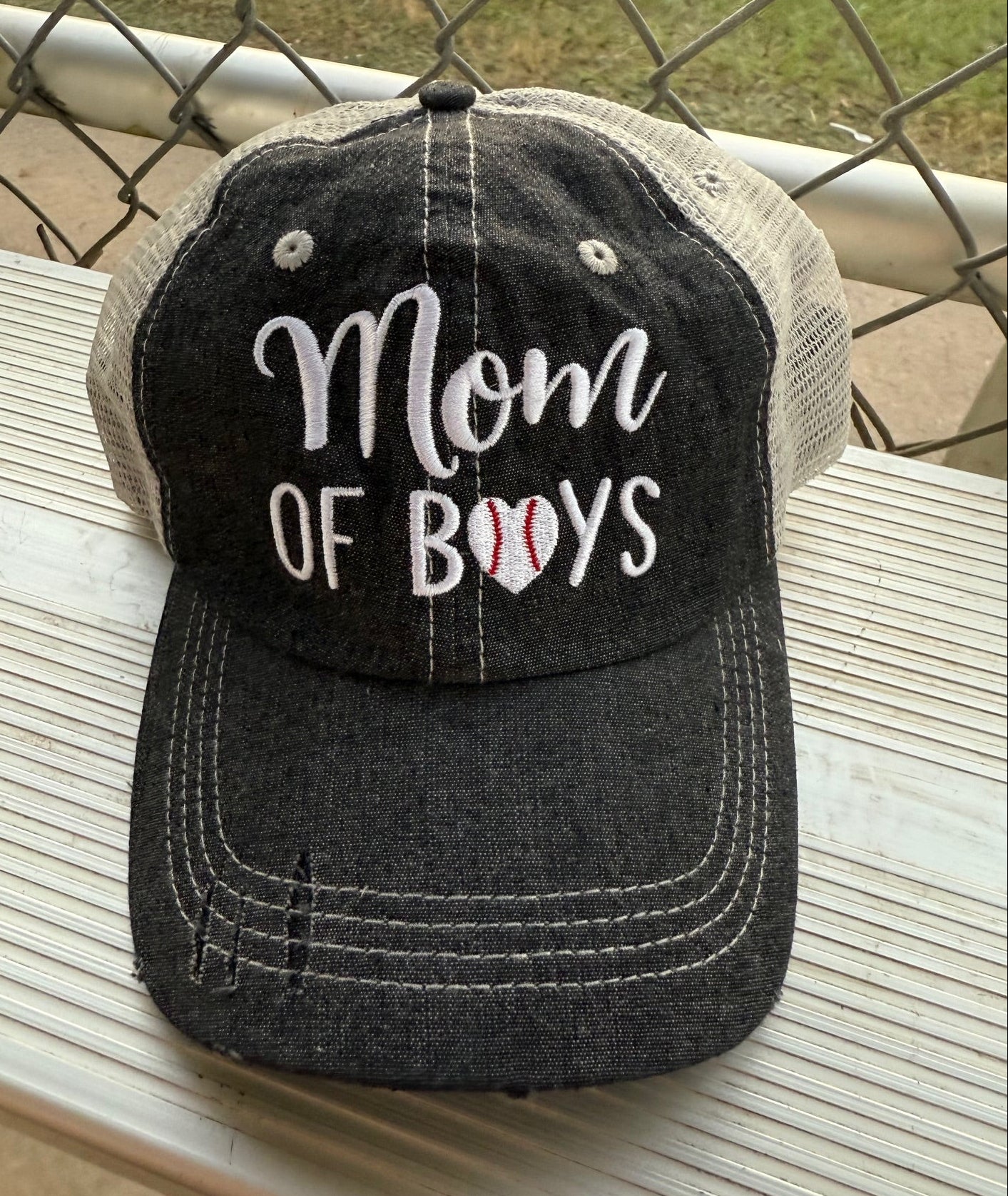 Mom of Boys Baseball MOM Mesh Embroidered MESH Hat Baseball Mom Trucker Cap Trucker Hat