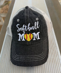Softball MOM Hat Softball LOVE Softball MOM Embroidered MESH Hat Trucker Hat Cap -238
