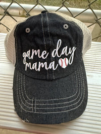 Game Day Mama Baseball Mom Mesh Embroidered MESH Hat Trucker Hat Cap -232
