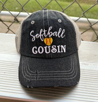 Softball Cousin Mesh Embroidered MESH Hat Trucker Hat Cap